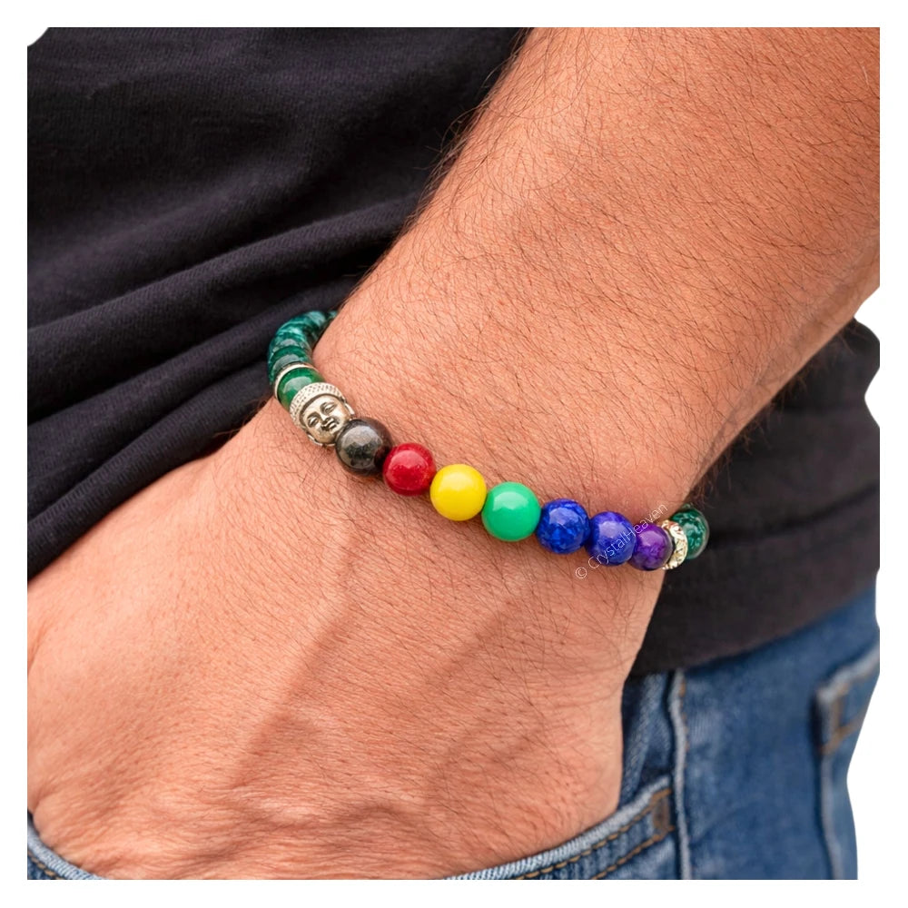 Chrysocolla Lapis Lazuli Chakra with Buddha Bracelet (Elastic)