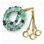 Multi Fluorite Crystal Tasbih (Gold)