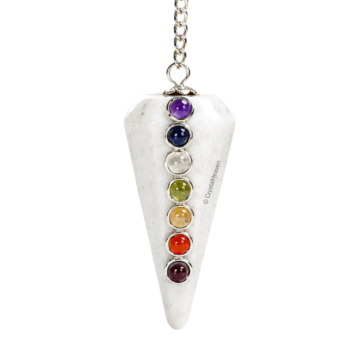 Scolecite Pendulum with Chakra Beads