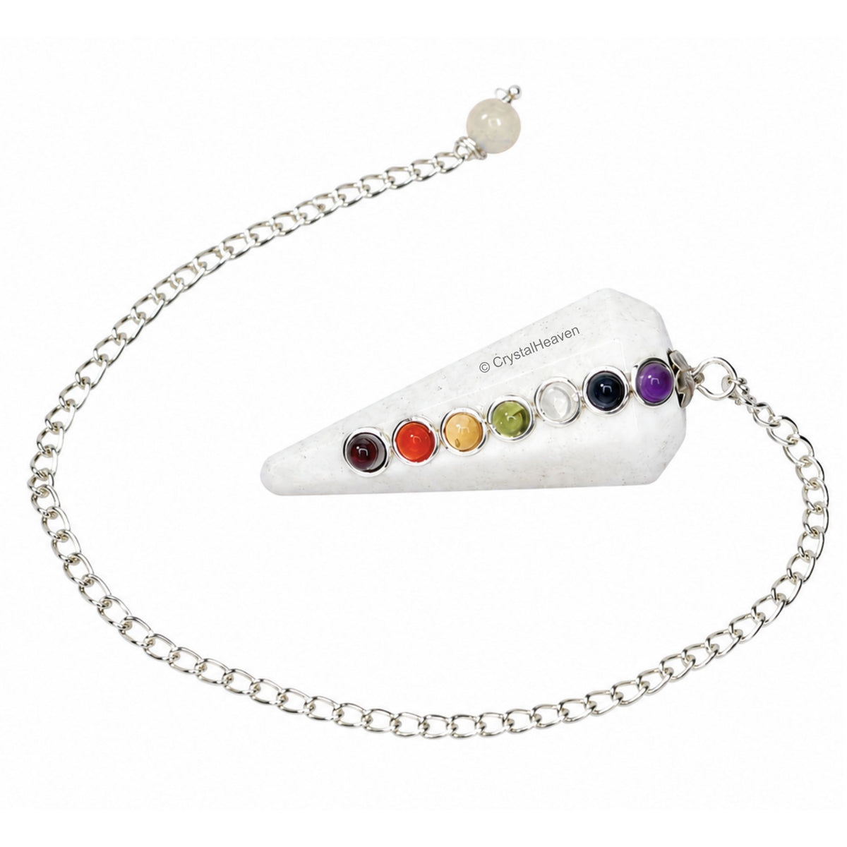 Scolecite Pendulum with Chakra Beads