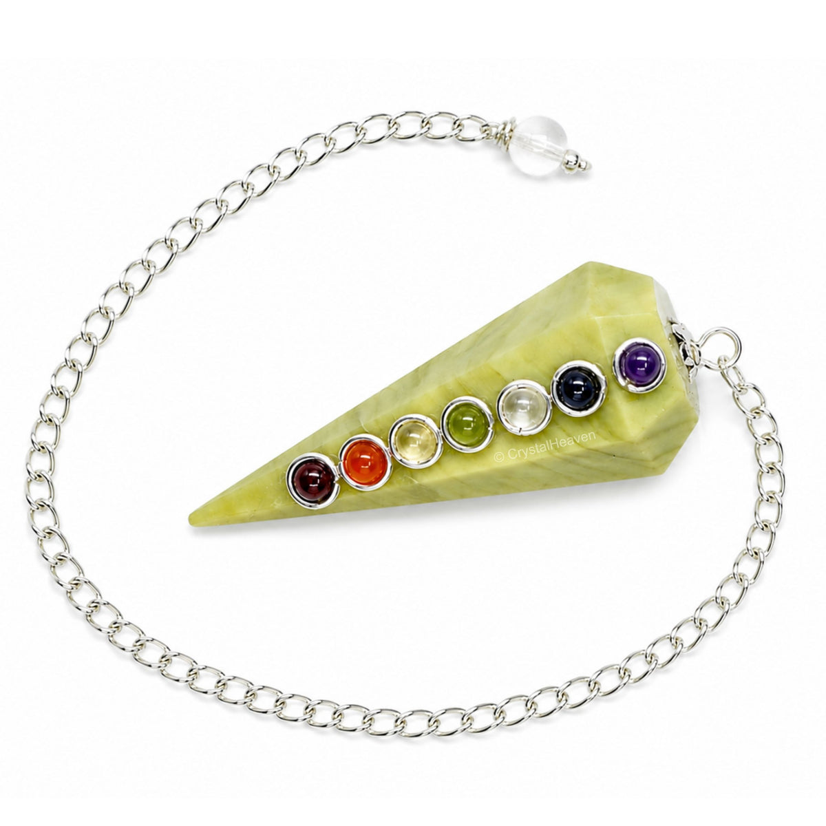 Serpentine Pendulum with Chakra Beads