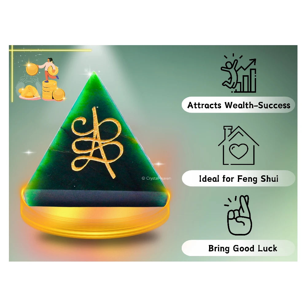 Laxmi Zibu Money Pyramid - Green Aventurine Crystal Pyramid