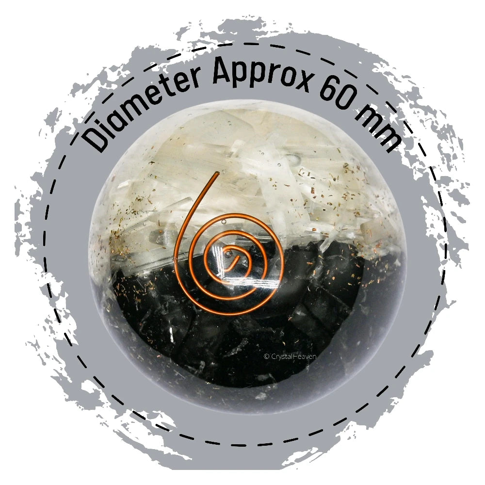 Black Tourmaline Selenite Crystal Orgonite Ball (Layer)(2.5 Inch)