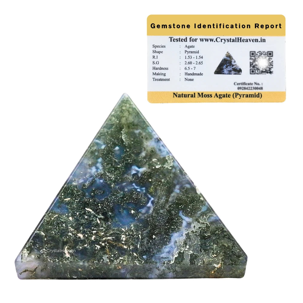 Moss Agate Pyramid (1 Inch)