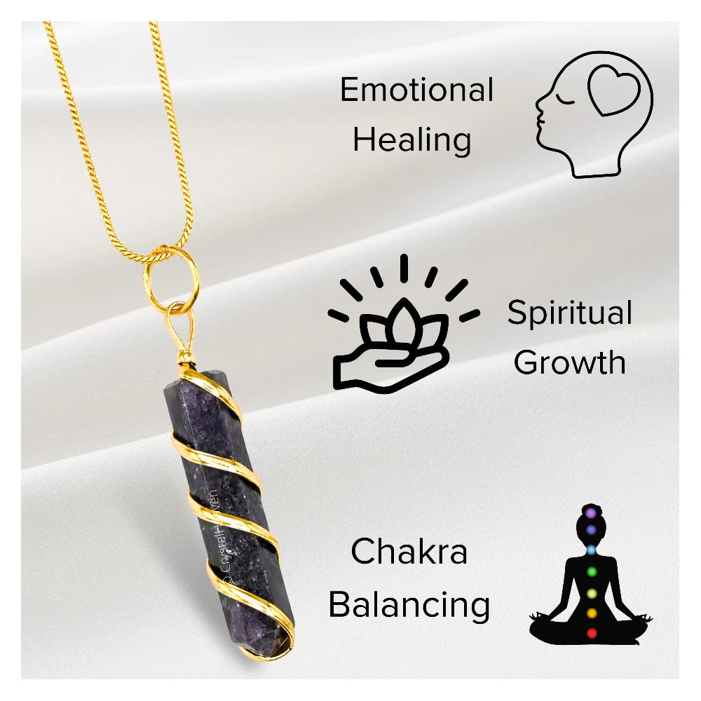 Lepidolite Necklace - Spiral Pencil Point (Gold)