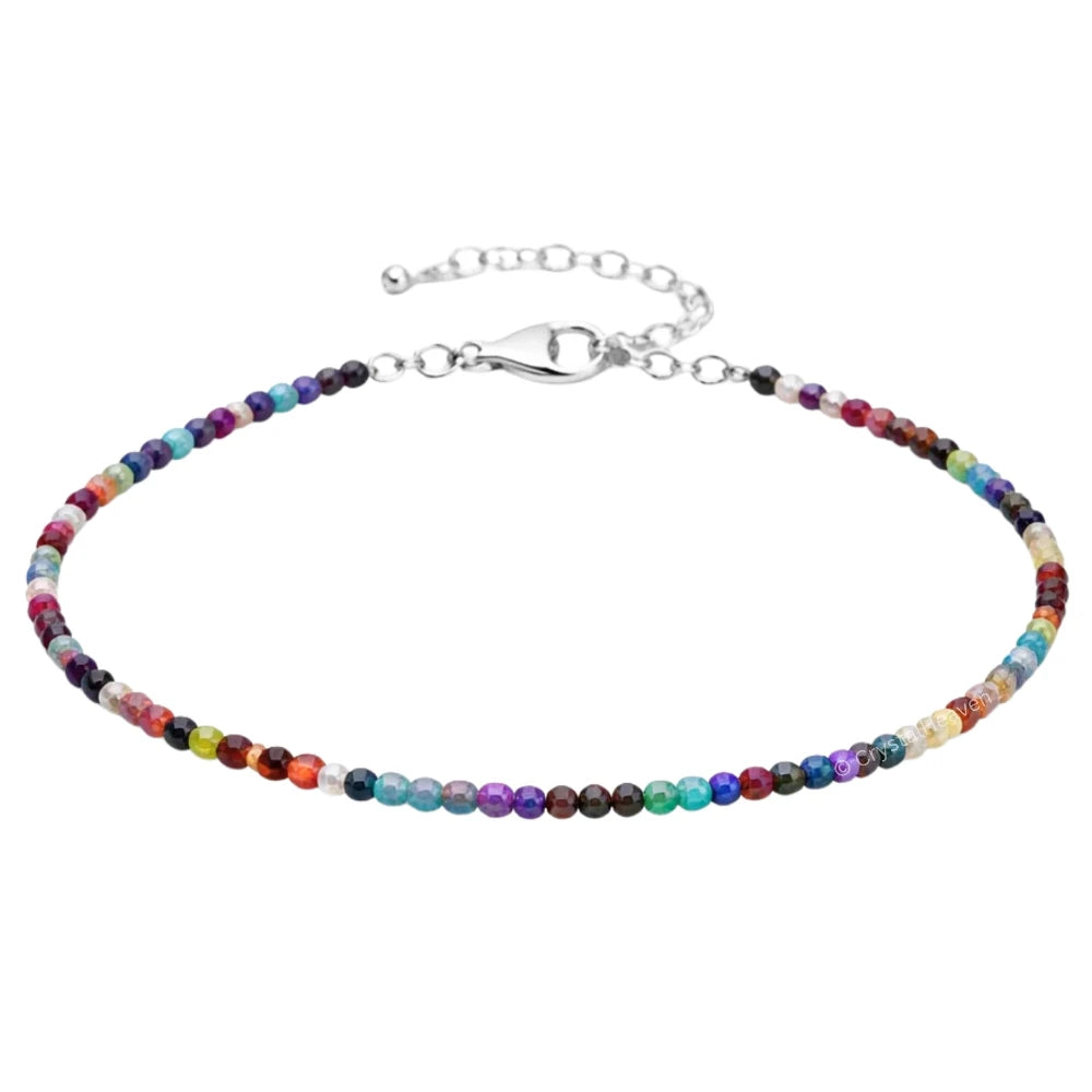 Mix Disco Anklet - 2mm Faceted Beads