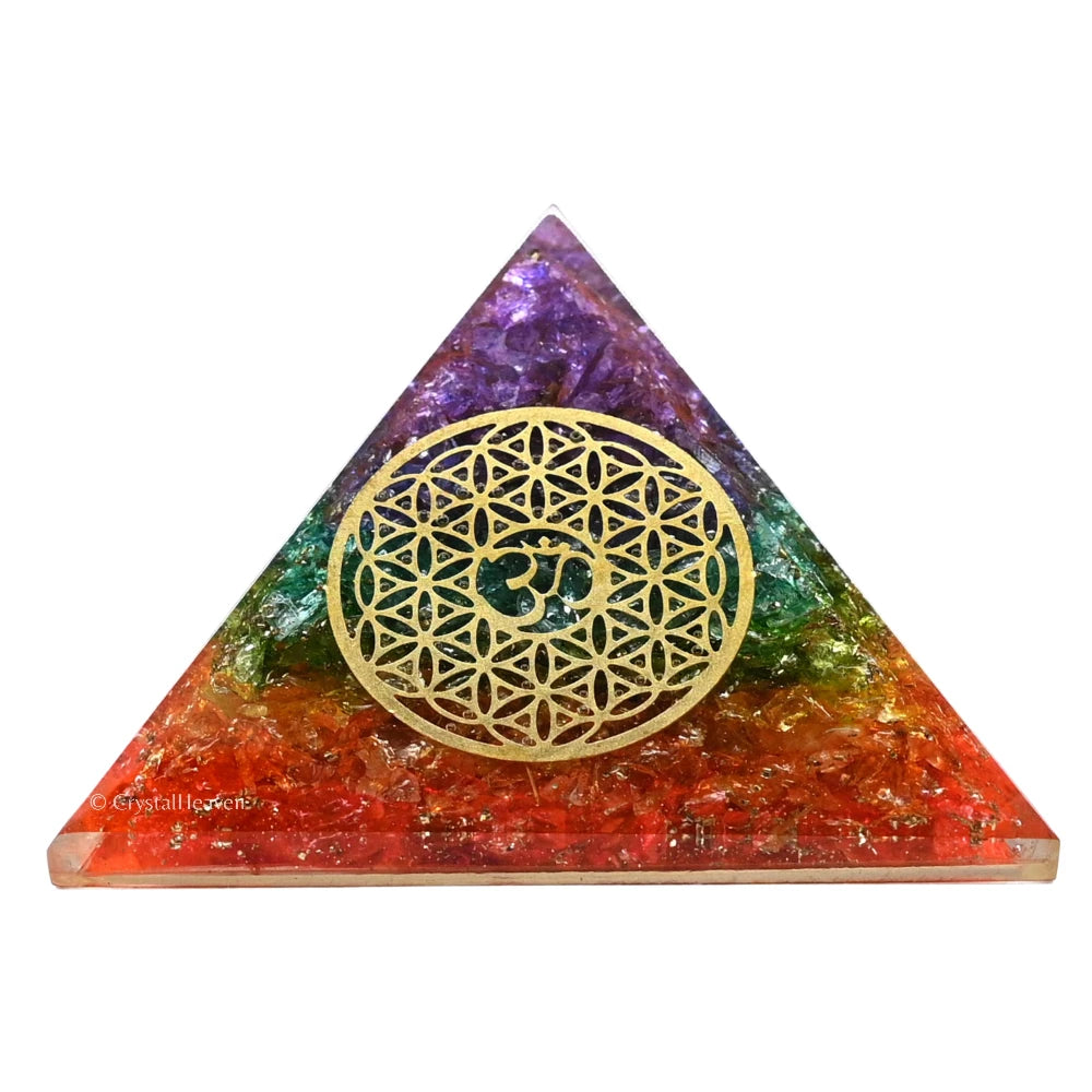 7 Chakra Onyx Orgone Pyramid (OM Flower Of Life)
