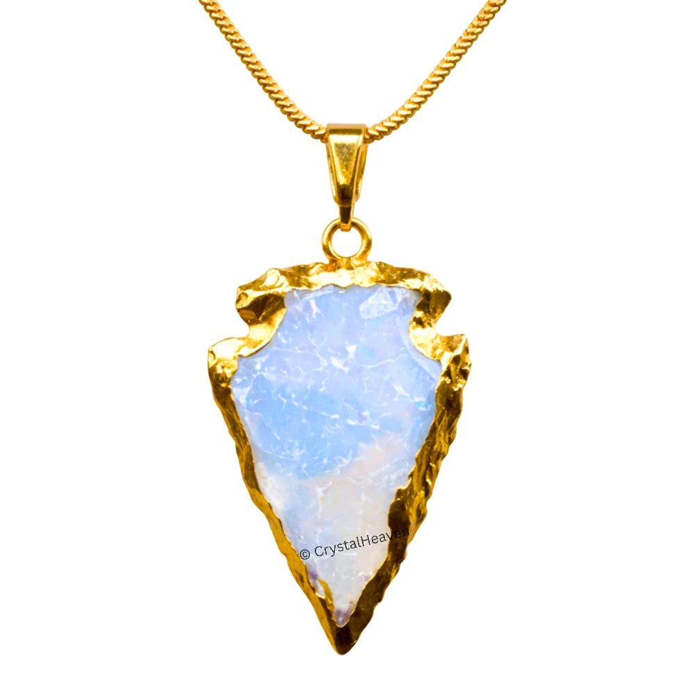 Opalite Arrow Head Pendant - Gold Plated