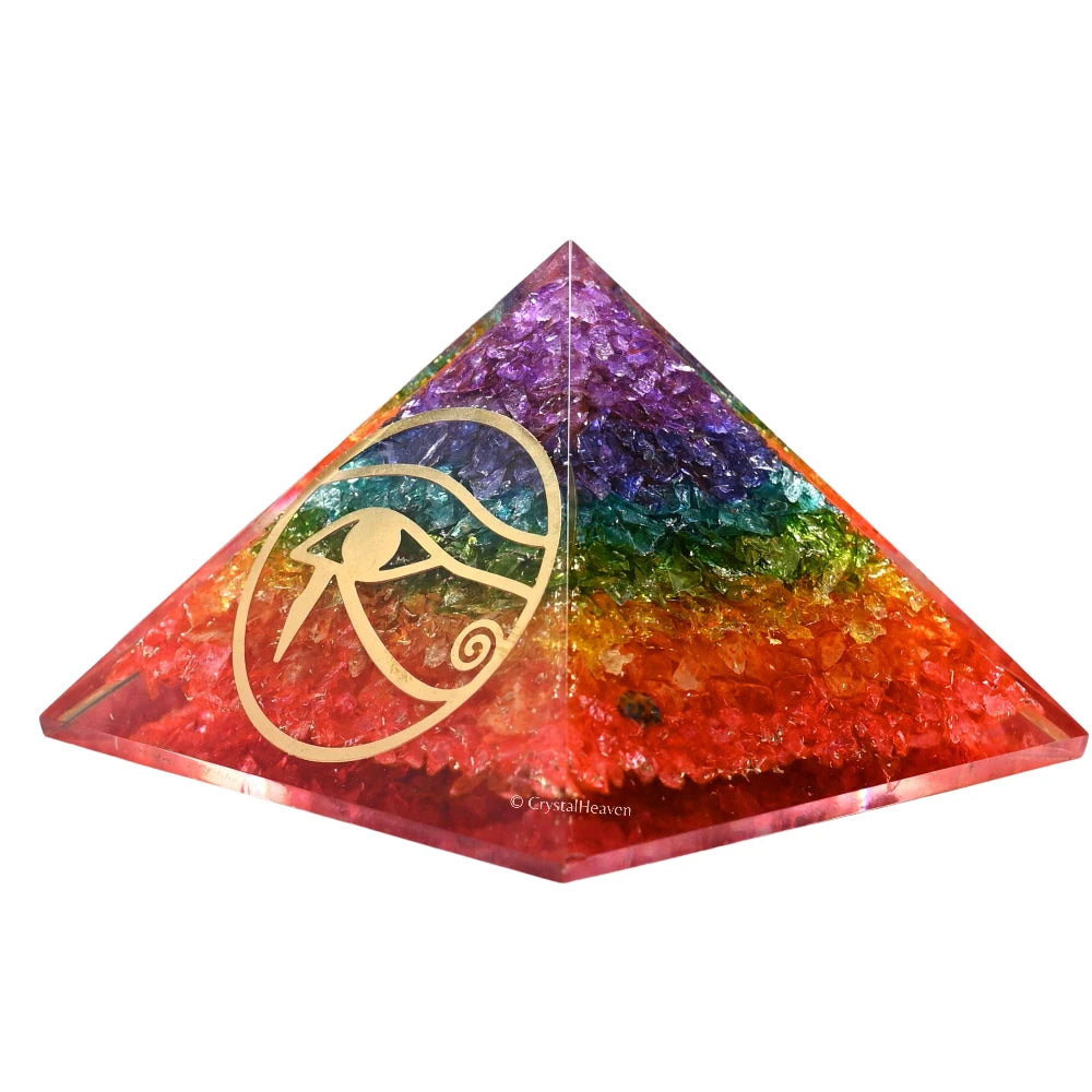 7 Chakra Onyx Orgone Pyramid (Horus Eye)