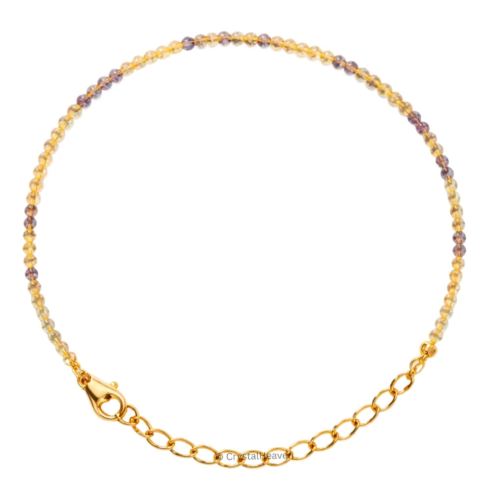 Yellow Fluorite Bracelets - 2mm Faceted Beads (Gold)