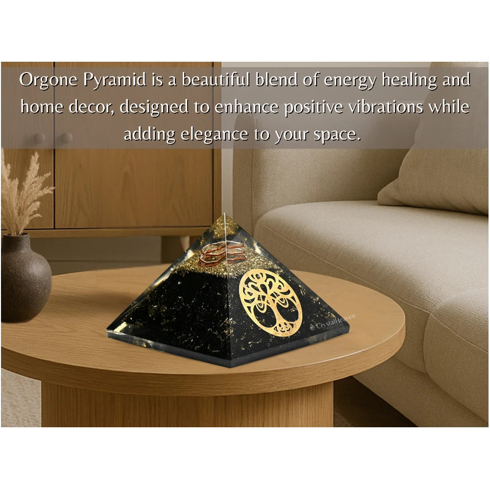 Shungite Orgone Pyramid (Round Tree Of life)