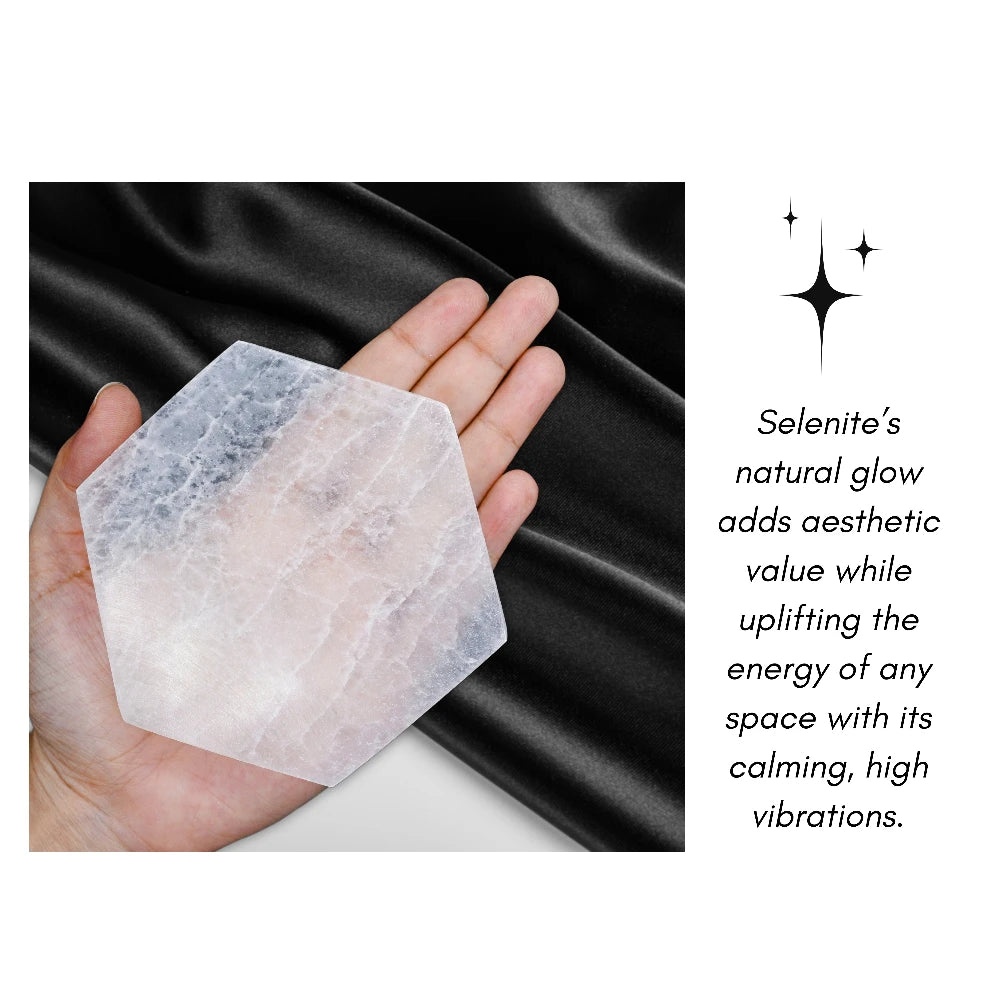 Selenite Charging Plate - Hexagon (4 Inch)