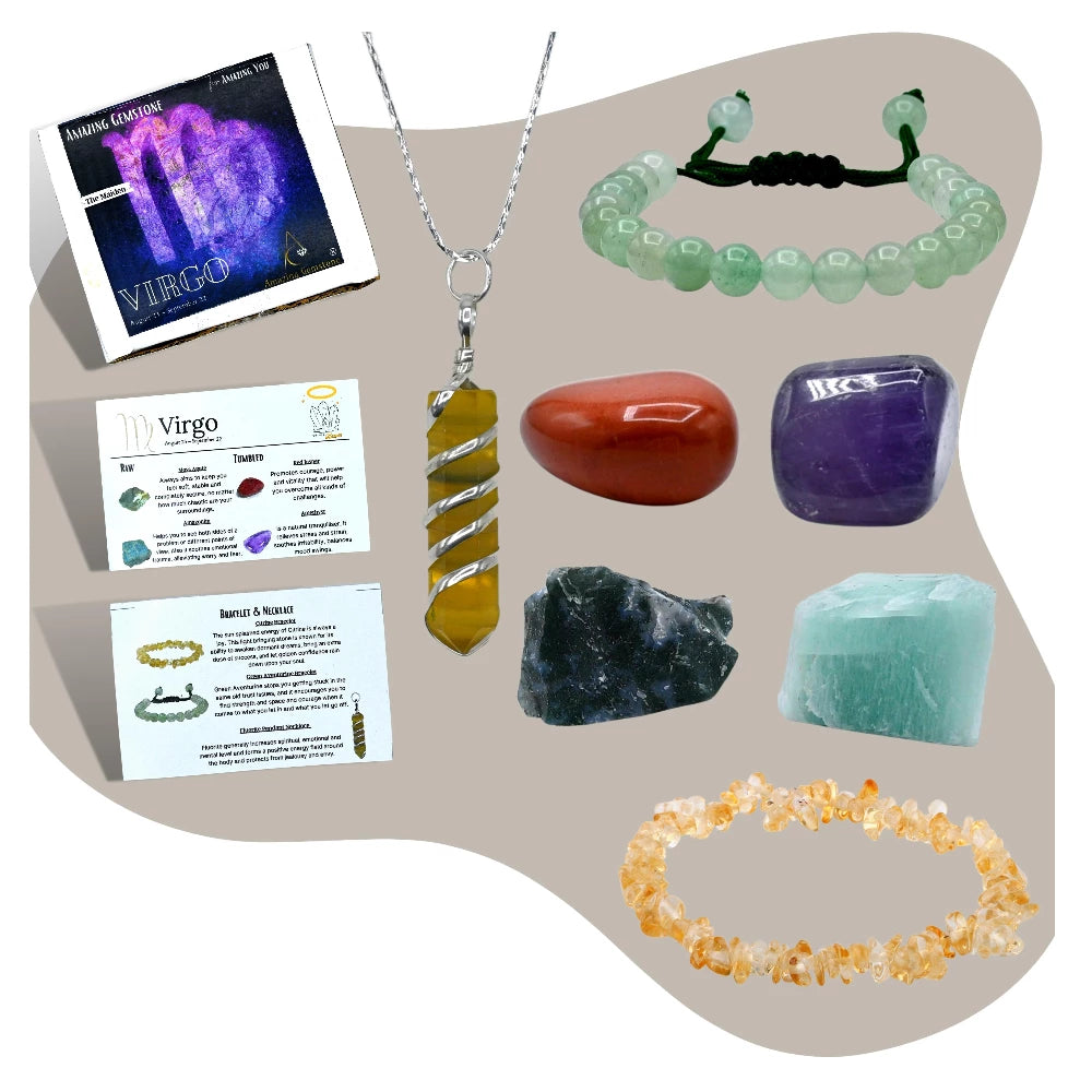 Virgo Healing Crystals and Stones Premium Set