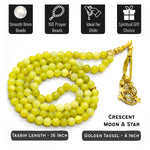 Lemon Jade Crystal Tasbih (Gold)