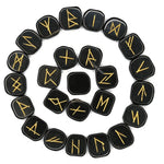 Black Tourmaline Rune Stones Set (Premium)