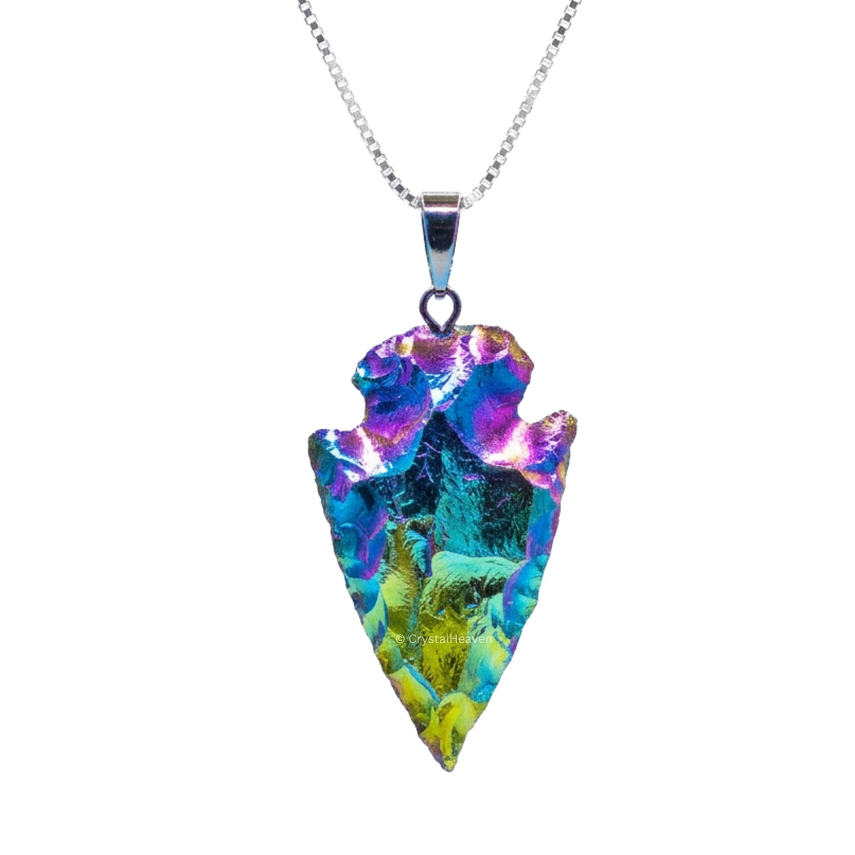 Titanium Aura Quartz Arrow Head Pendant