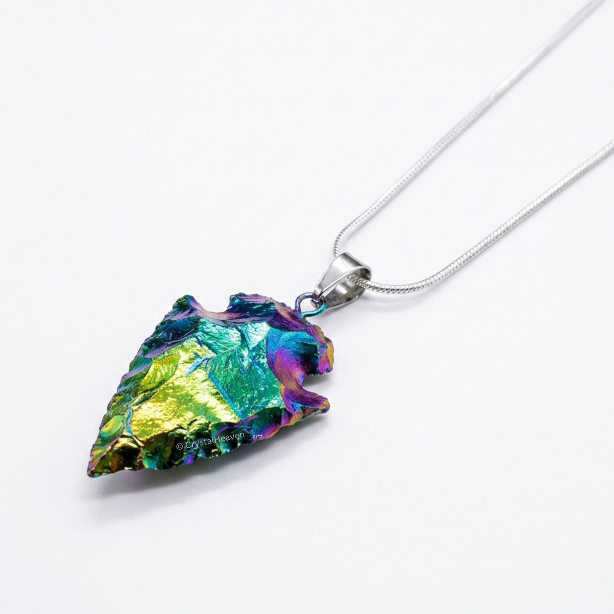 Titanium Aura Quartz Arrow Head Pendant