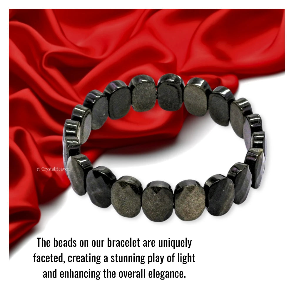 Gold Sheen Obsidian Faceted Beads Bracelet - Oval Stone
