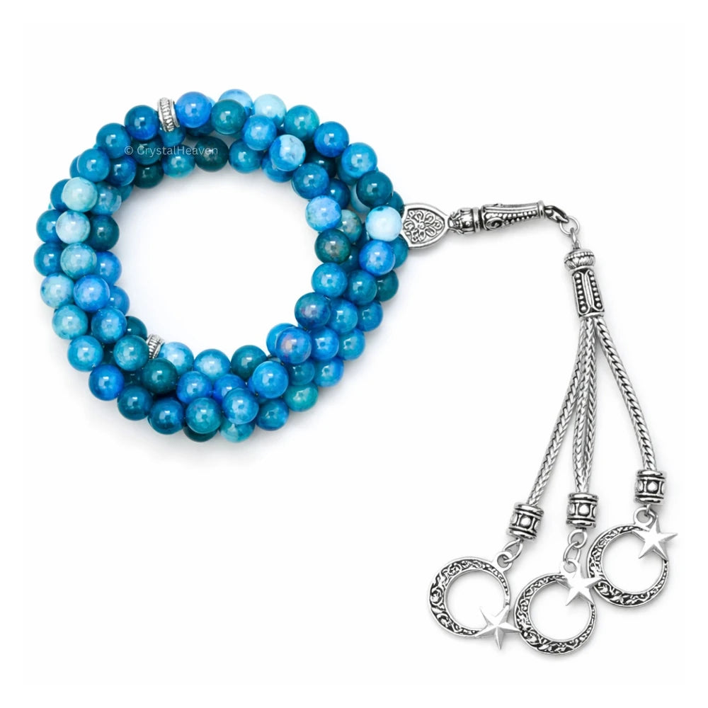 Apatite Crystal Tasbih (Silver)