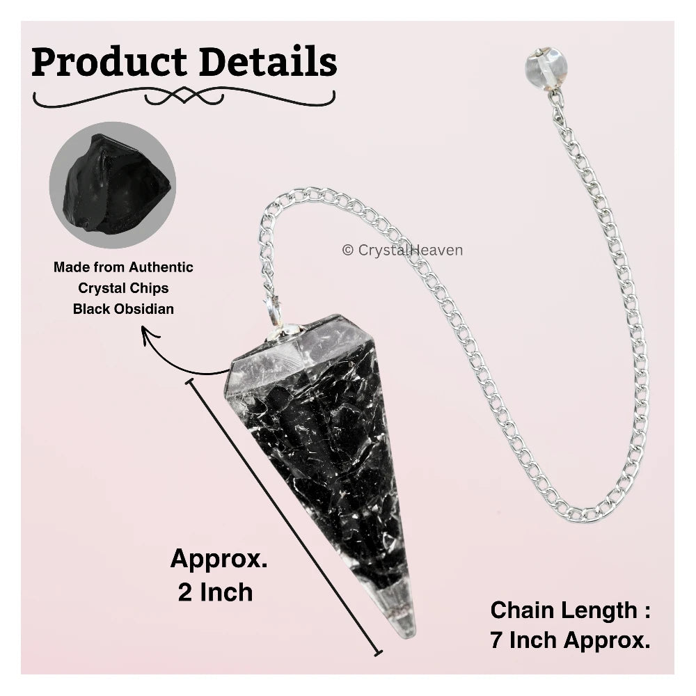 Black Obsidian Crystal Orgone Pendulum