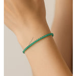 Green Onyx Bracelets - 2mm Faceted Beads (Gold)