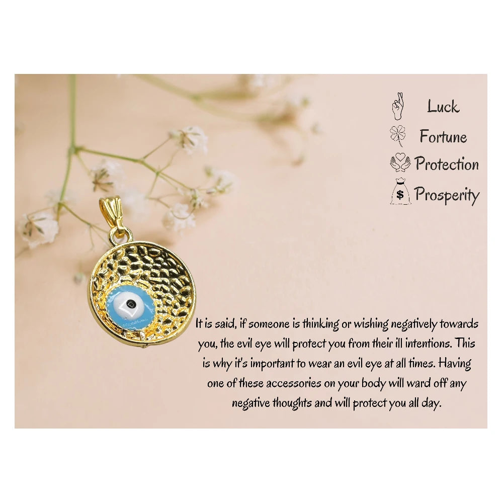 Sky Blue Minimal Evil Eye Pendant Necklace