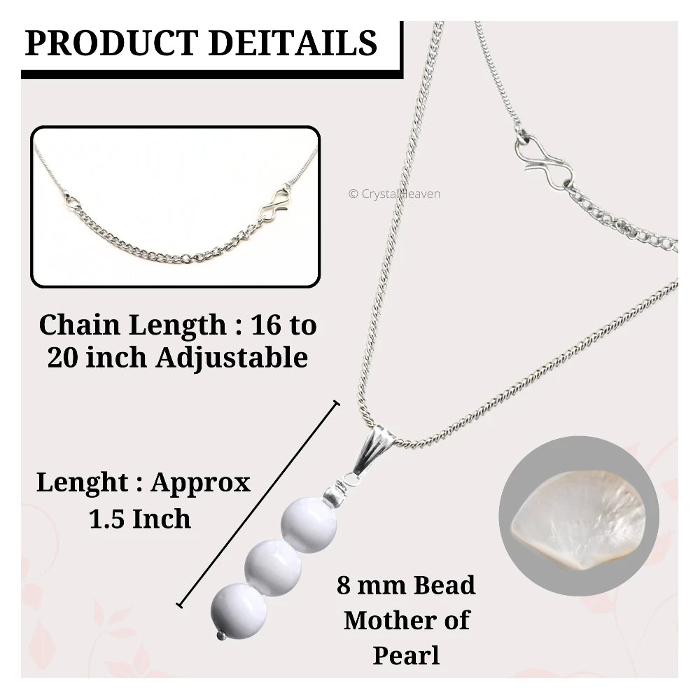 Mother of Pearl Crystal Bead Necklace (Silver)