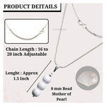 Mother of Pearl Crystal Bead Necklace (Silver)