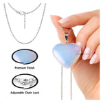 Opalite Heart Crystal Necklace (Puffy Heart)