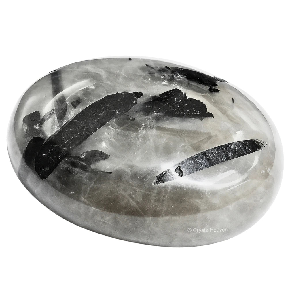 Black Rutilated Quartz Palm Stone