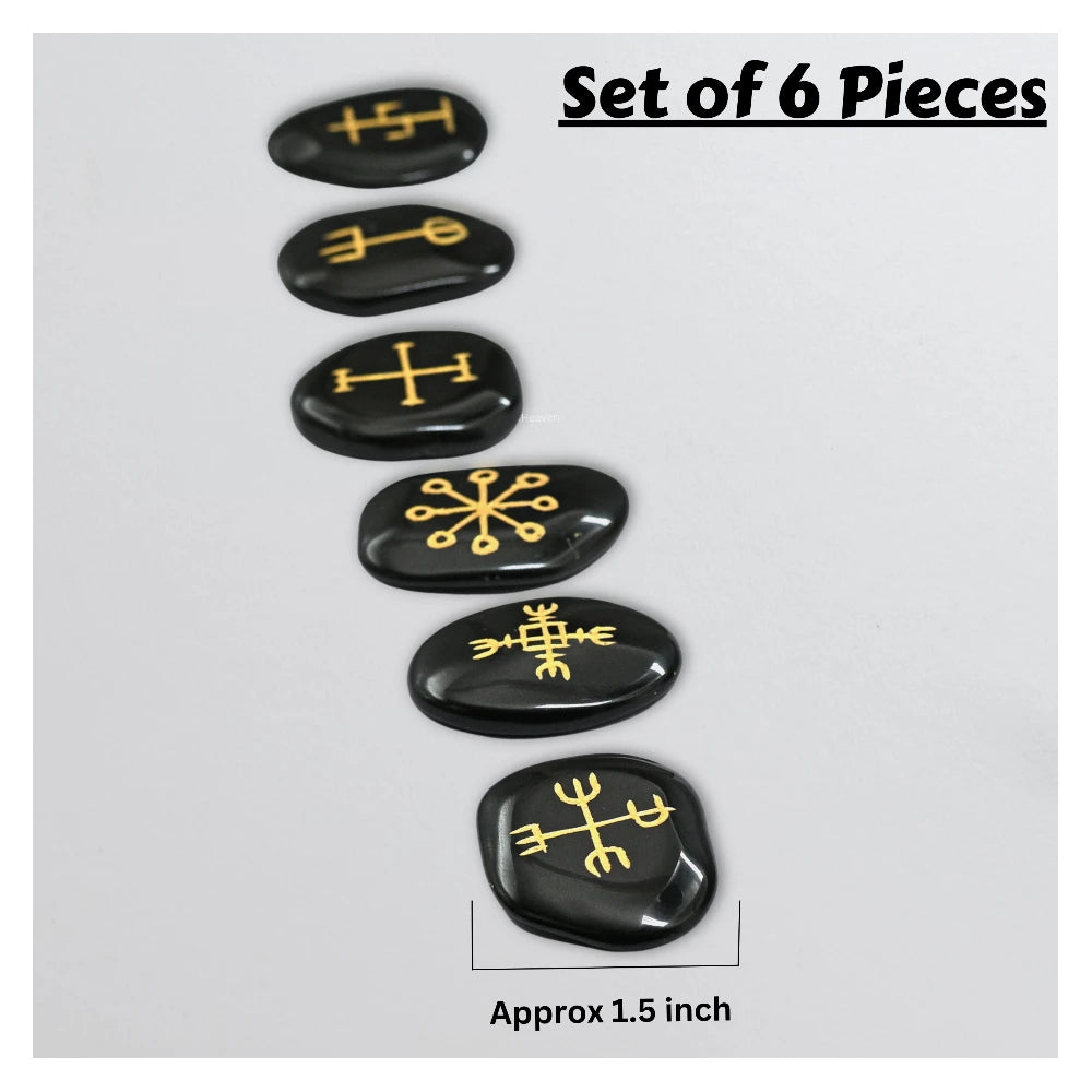 Black Agate Pagan Wiccan Stones (Set of 6)