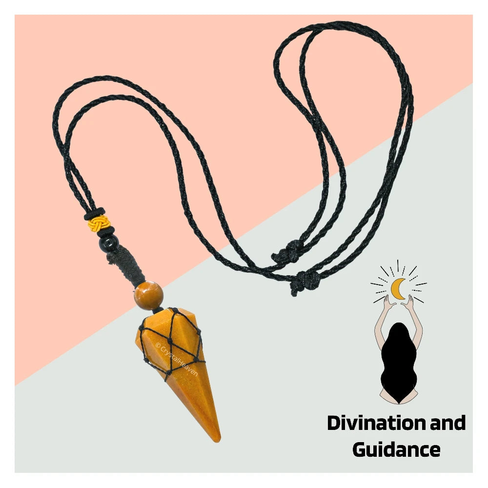 Yellow Jasper Pendulum Pendant Necklace (Macrame)