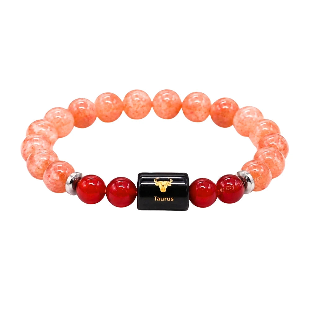 Taurus Bracelet (वृषभ राशि) - Sunstone & Carnelian
