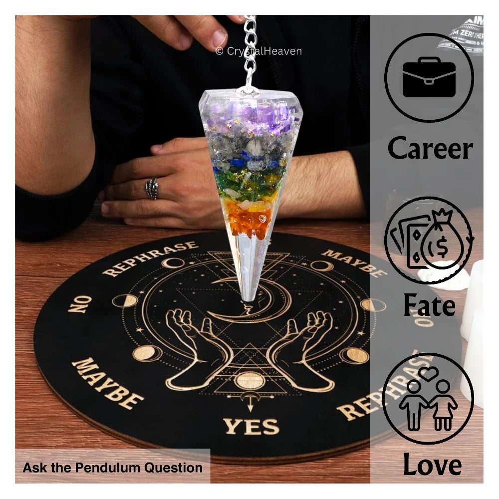 7 Chakra Crystal Orgone Pendulum