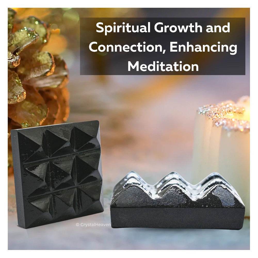 Black Obsidian 9 Pyramid Plate