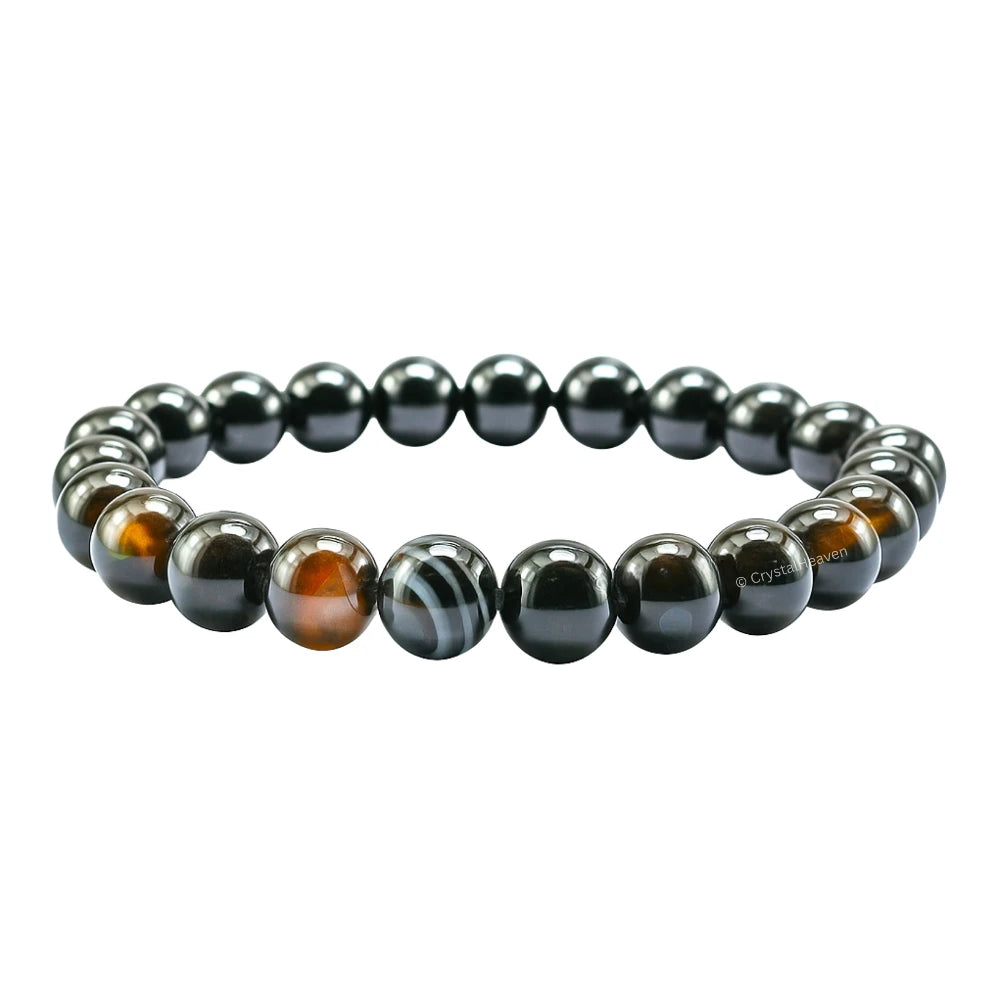 Black Banded Agate Hakik Bracelet (Elastic)