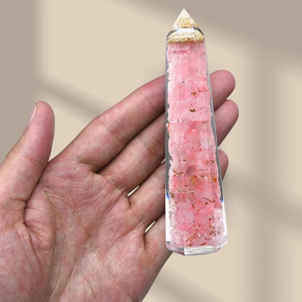 Rose Quartz Crystal Orgone Tower (4.5 Inch)