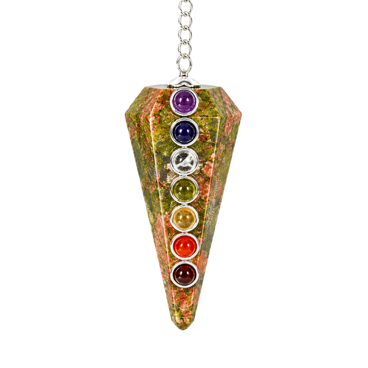 Unakite Pendulum with Chakra Beads