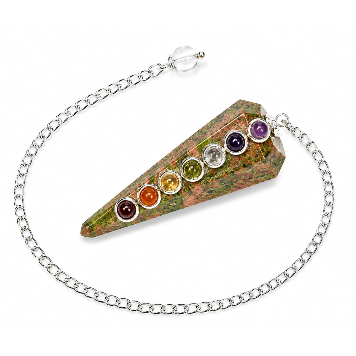 Unakite Pendulum with Chakra Beads