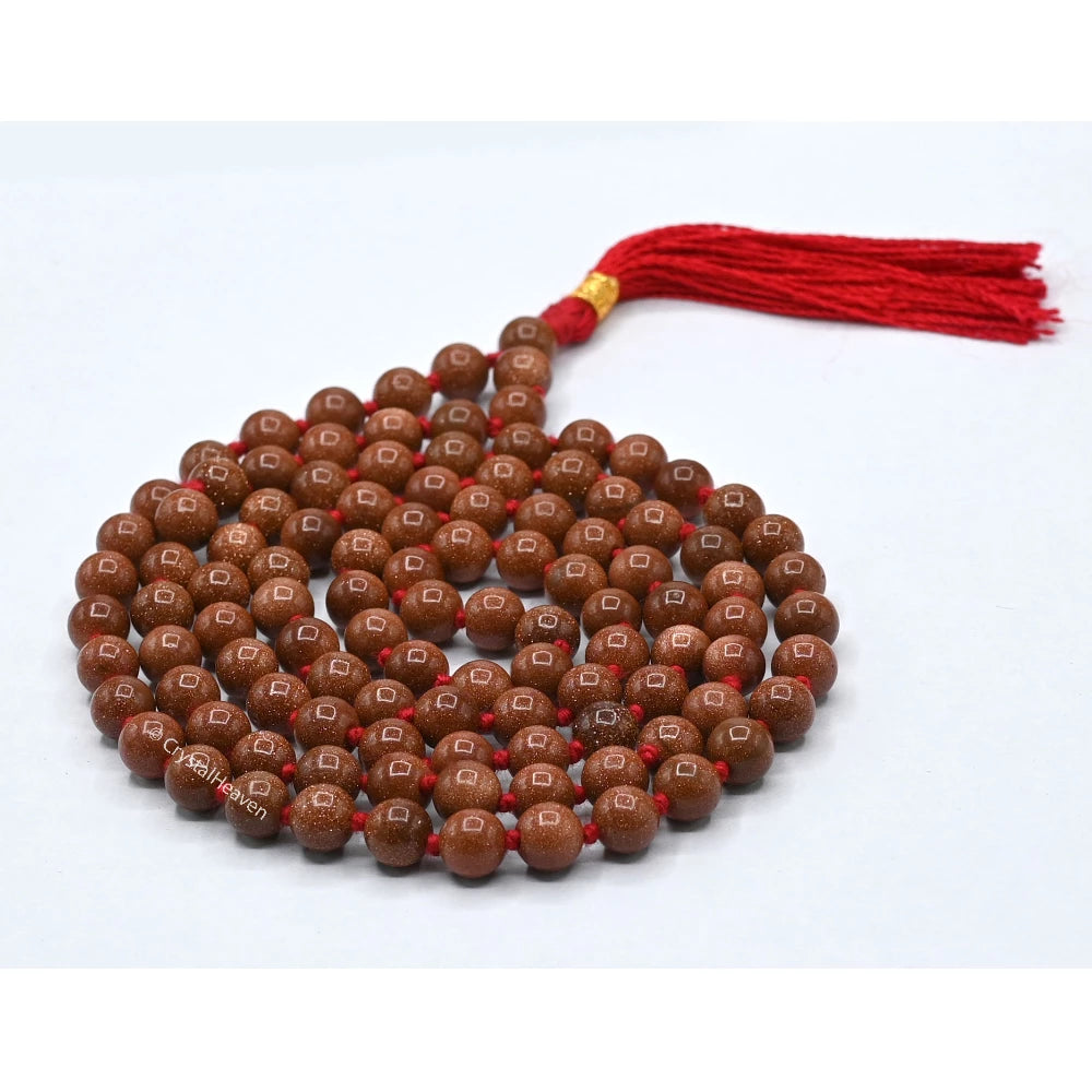 Red Goldstone Japa Mala (Hand Knotted)