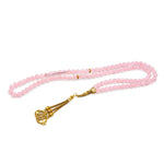 Rose Quartz Crystal Tasbih (Gold)