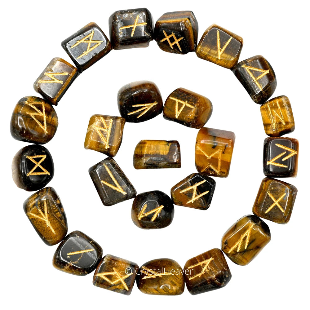 Tiger Eye Rune Stones Set