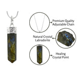 Labradorite Necklace - Pencil Point (Silver)