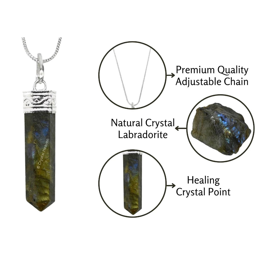 Labradorite Necklace - Pencil Point (Silver)