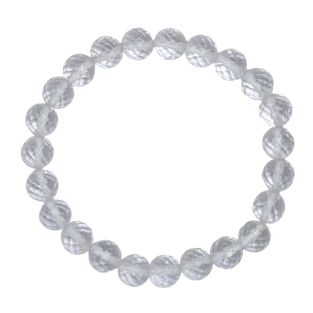 Clear Quartz Bracelet (Faceted) (Stretchable)