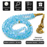 Blue Mermaid Glass Crystal Tasbih (Gold)