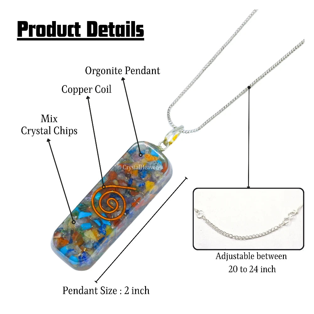 Mix Gemstone Crystal Orgone Pendant - Rectangle