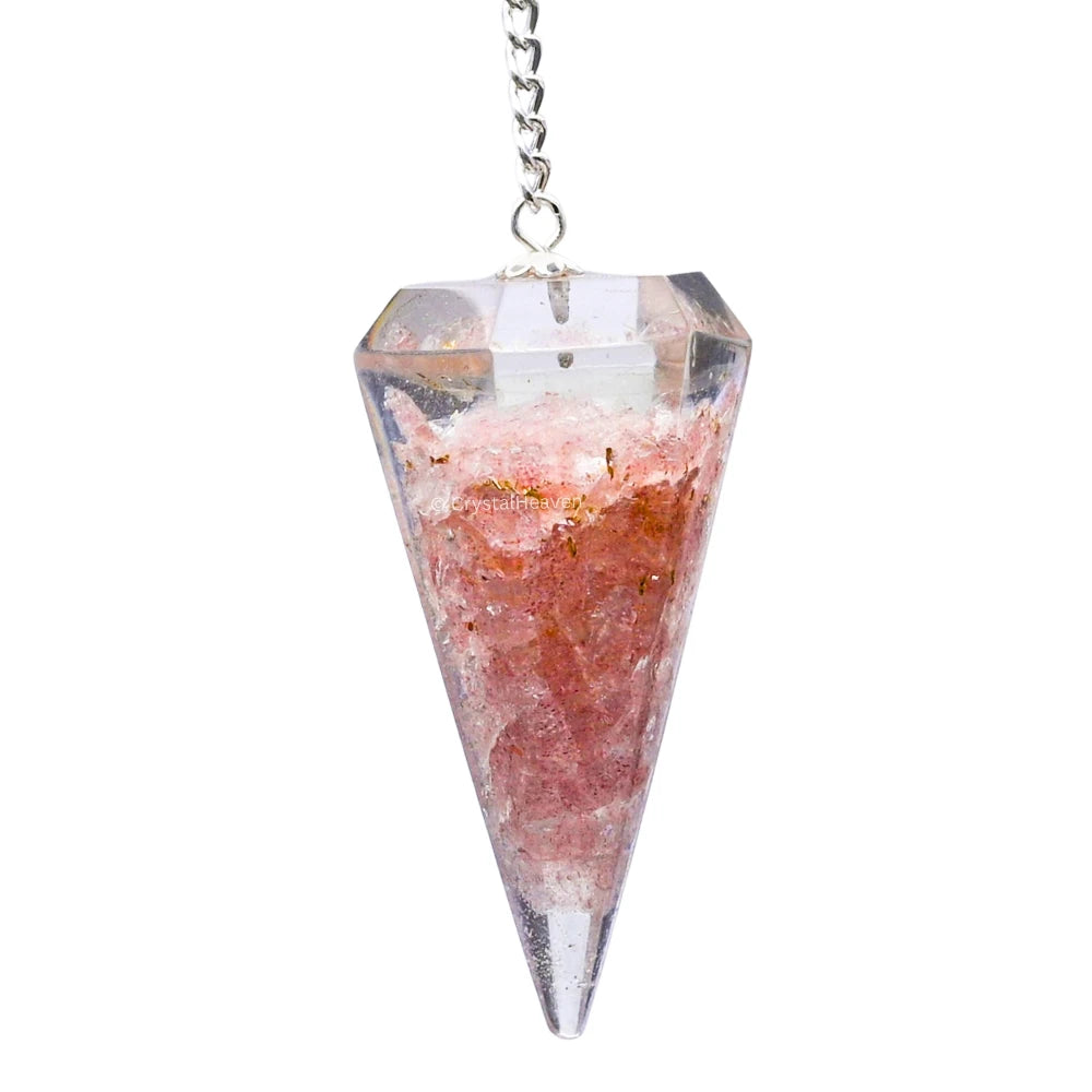 Strawberry Quartz Crystal Orgone Pendulum