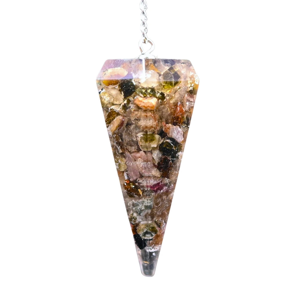 Multi Tourmaline Crystal Orgone Pendulum