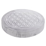 Selenite Charging Plate with Flower of Life (4 Inch)